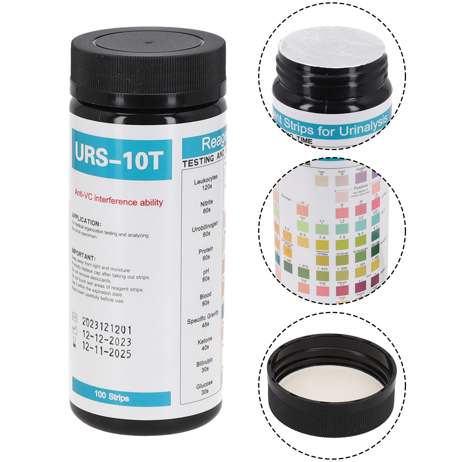 100 полосок URS-10T Реагентные – обзор и цена Urinalysis Reagent Strip